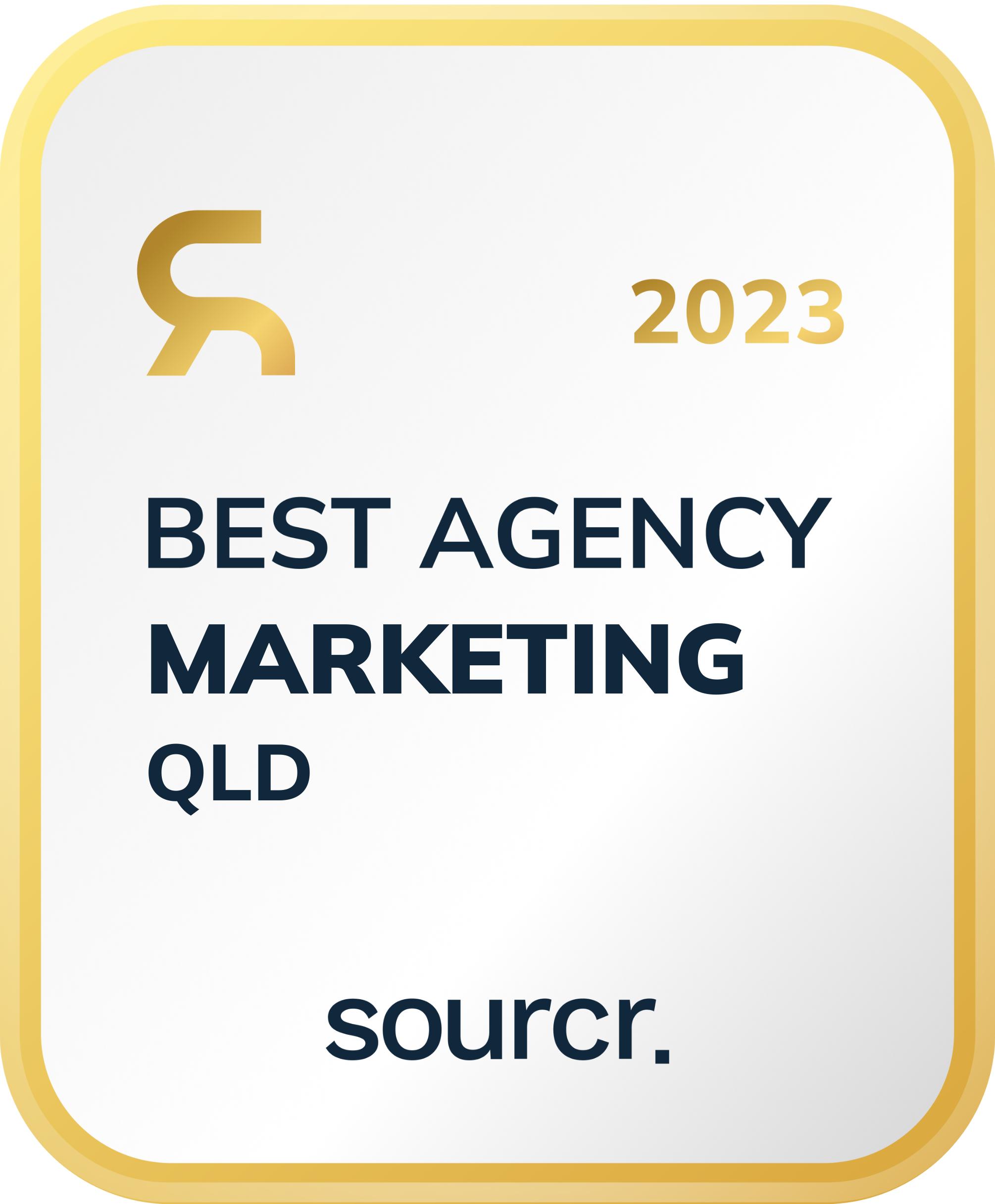 2023 Best Agency Marketing QLD award badge by sourcr.